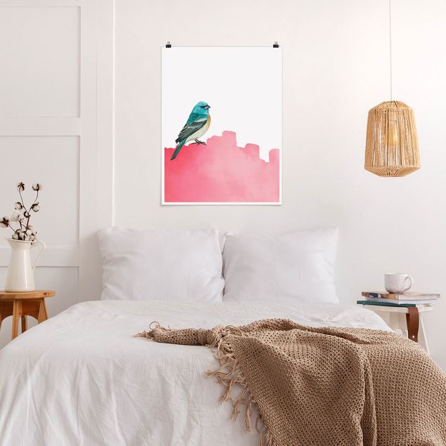 Posters djur Bird On Pink Backdrop