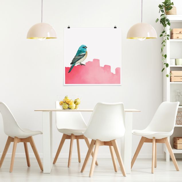 Tavlor modernt Bird On Pink Backdrop