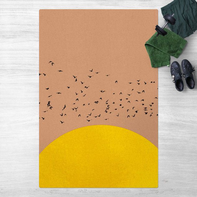 matta natur Flock Of Birds In Front Of Yellow Sun
