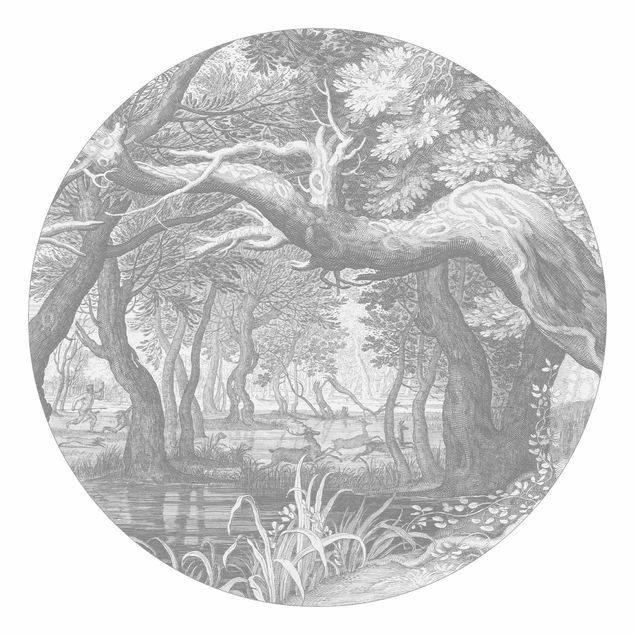 Tapeter Forest Copperplate Engraving