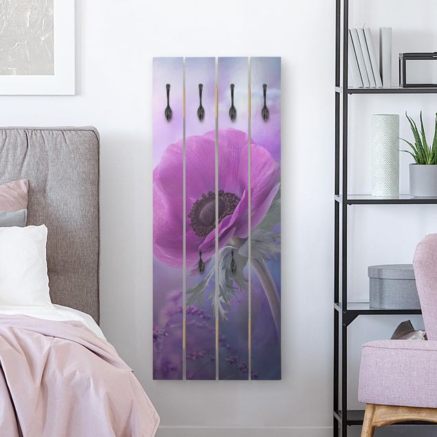 Klädhängare vägg blommor  Anemone In Violet