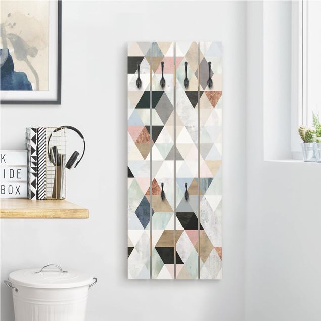 Klädhängare vägg mönster Watercolour Mosaic With Triangles I