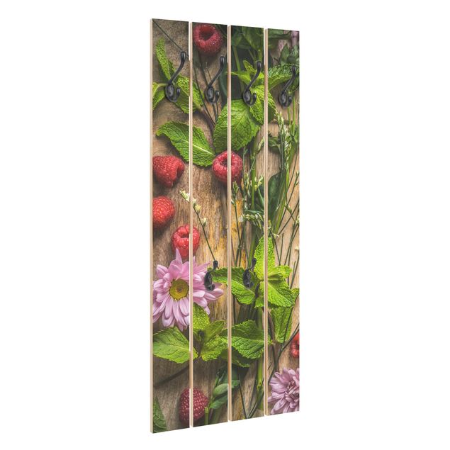 Klädhängare vägg grön Flowers Raspberries Mint