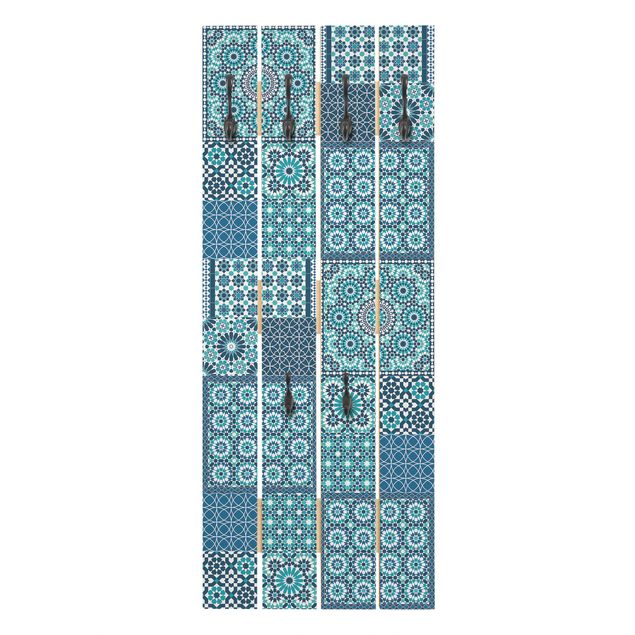 Klädhängare vägg blå Moroccan Mosaic Tiles Turquoise Blue