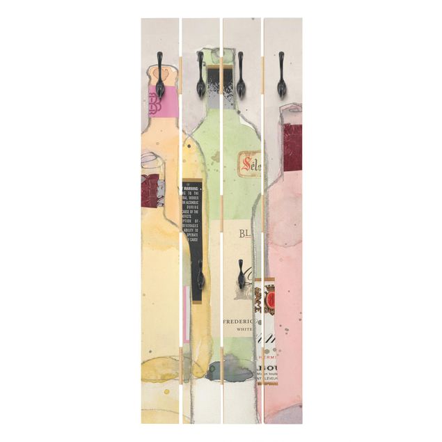 Klädhängare vägg beige Wine Bottles In Watercolour I