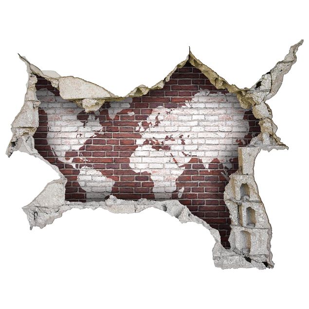Wallstickers världskartor Brick World Map