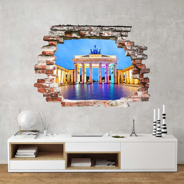 Wallstickers namn på städer Illuminated Brandenburg Gate