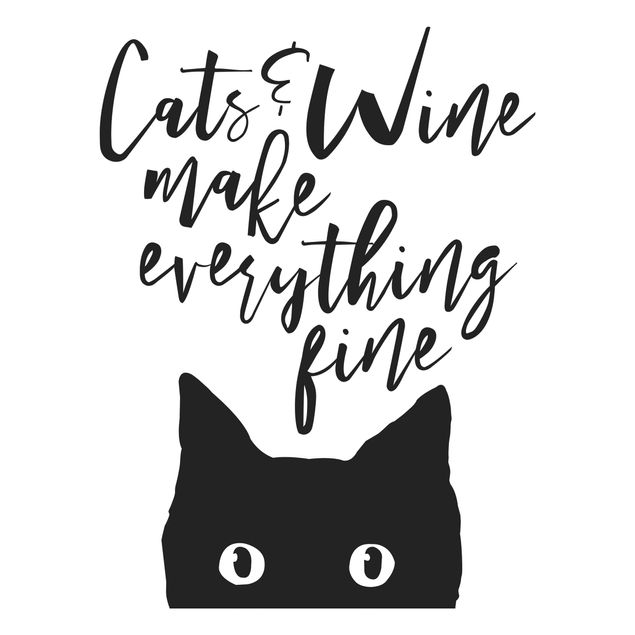 Autocolantes de parede frases Cats And Wine make Everything Fine