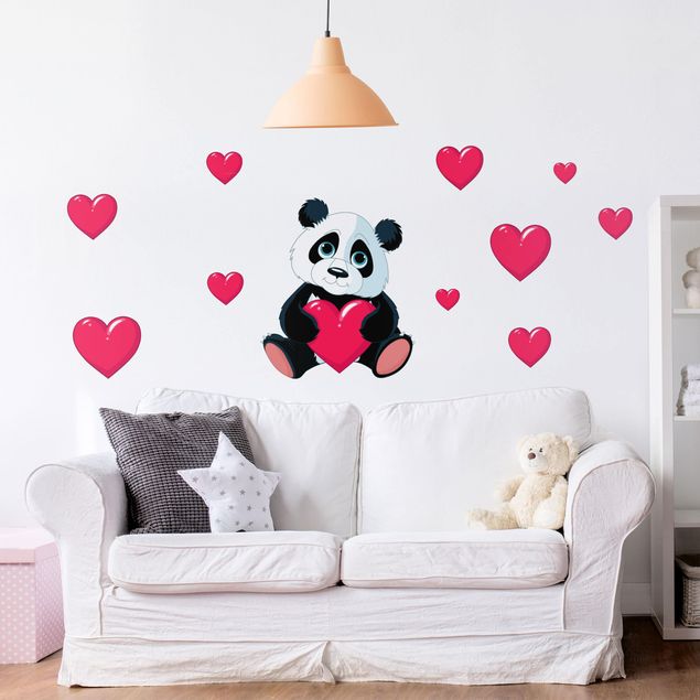 Wallstickers djungel Panda With Hearts