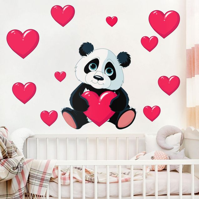 Wallstickers pandor Panda With Hearts
