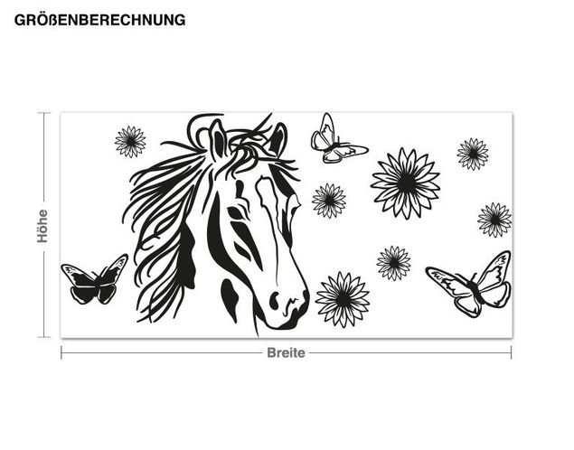 Inredning av barnrum Horse with flowers
