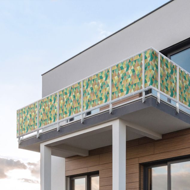 Insynsskydd för balkong väderbeständigt Warm Green Triangle Pattern