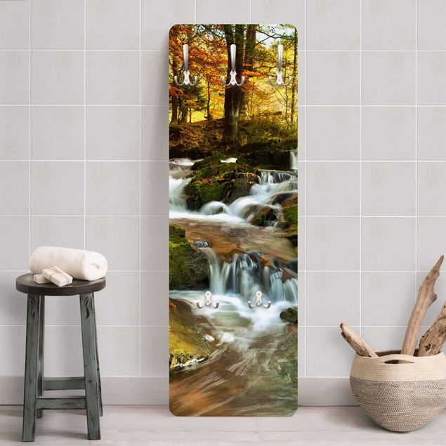 Klädhängare vägg landskap Waterfall Autumnal Forest