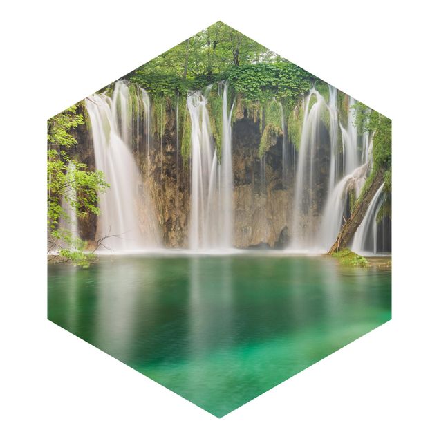Fototapeter blå Waterfall Plitvice Lakes