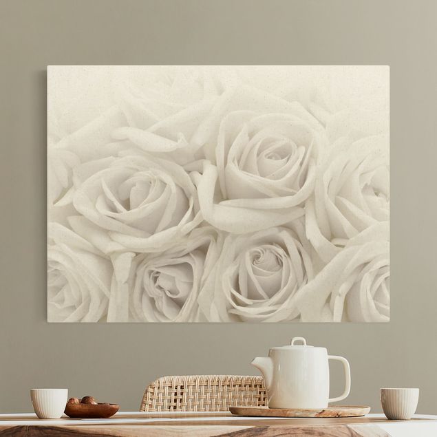 Canvastavlor rosor White Roses
