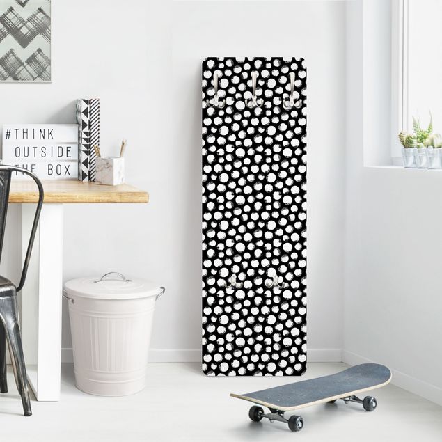Klädhängare vägg mönster White Ink Polka Dots On Black