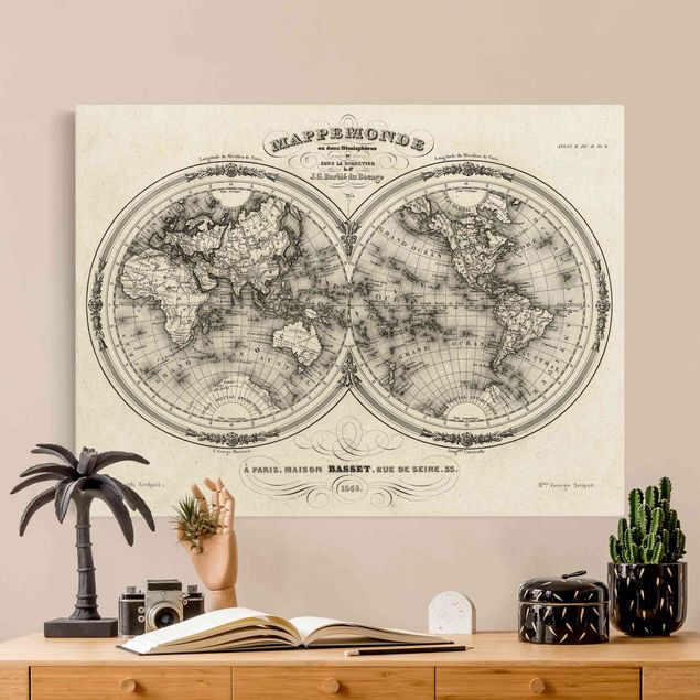 Tavlor världskartor World Map - French Map Of The Hemisphere From 1848