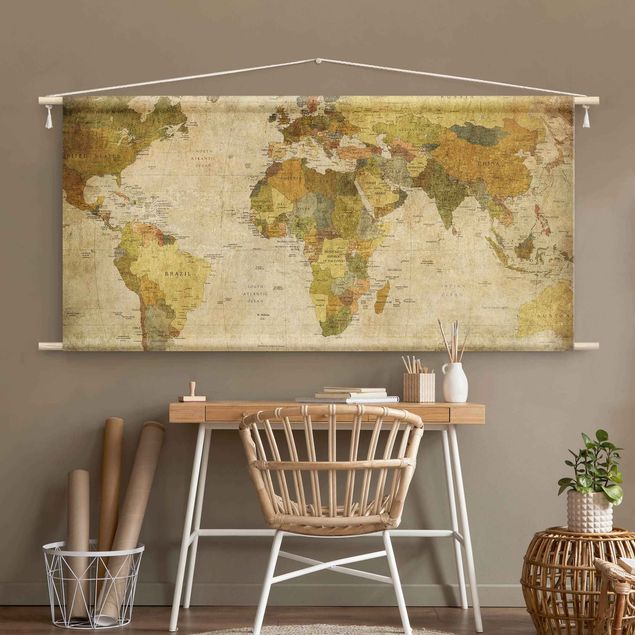 Väggbonad vintage World Map
