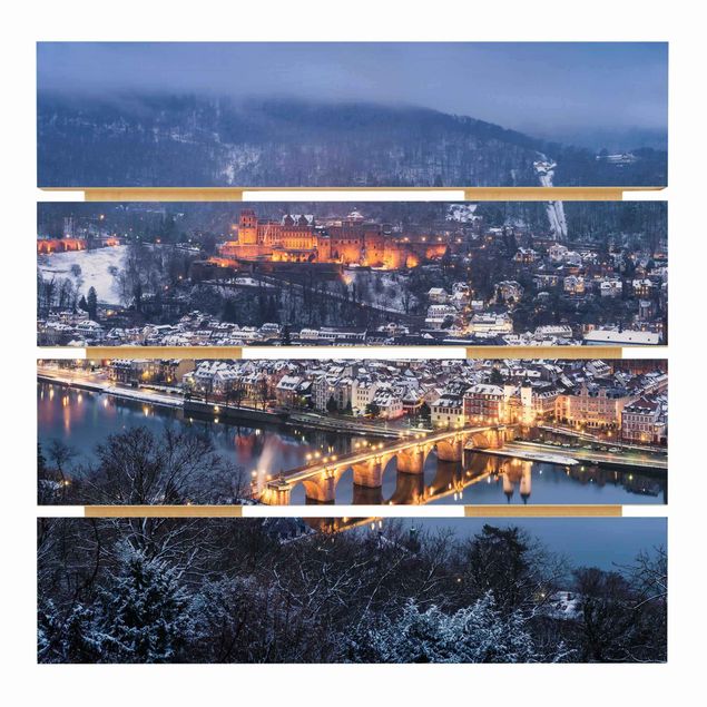 Holzbild - Winterliches Heidelberg - Quadrat