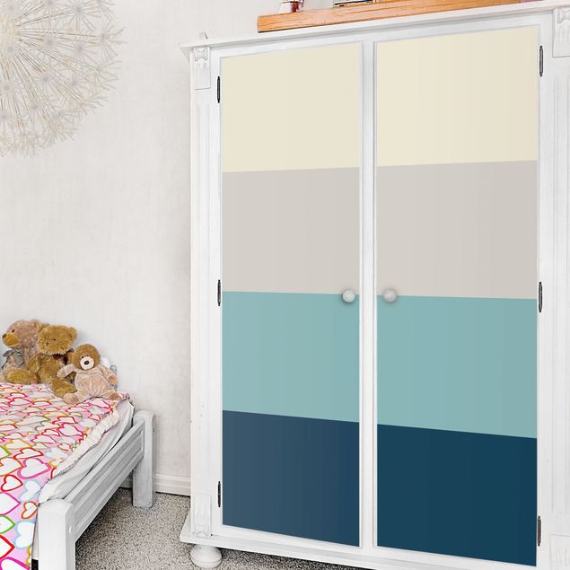 Självhäftande folier fönsterbräda Cosy Colours Stripes Lagoon - Cashmere Sand Pastel Turquoise Slate Blue