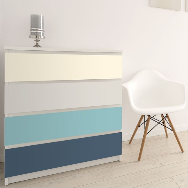 Möbelfolier skåp Cosy Colours Stripes Lagoon - Cashmere Sand Pastel Turquoise Slate Blue