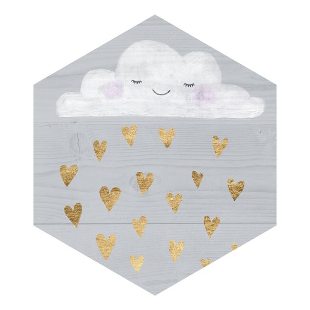 Tapeter Cloud With Golden Hearts