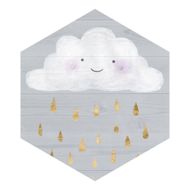 Tapeter Cloud With Golden Raindrops