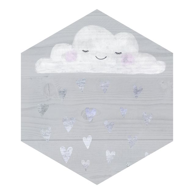 Tapeter Cloud With Silver Hearts