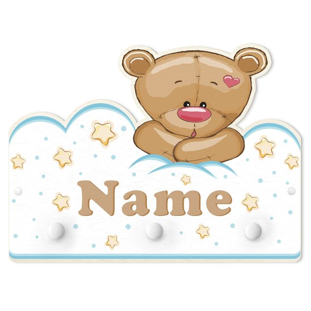 Klädhängare vägg vit Clouds Teddy With Customised Name
