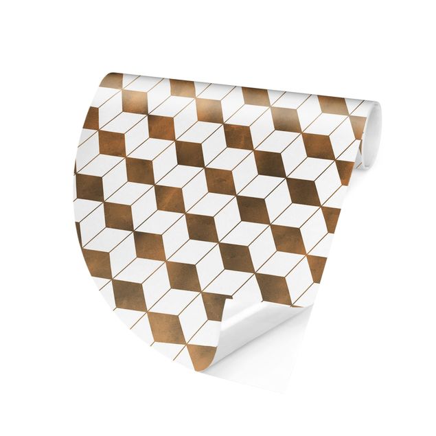Fototapeter 3D Cube Pattern In 3D Gold