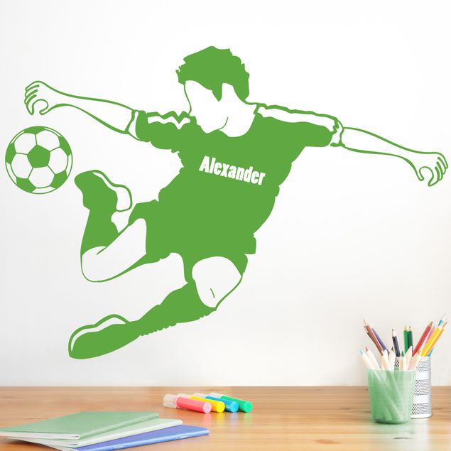 Autocolantes de parede futebol Customised text soccer player kicks