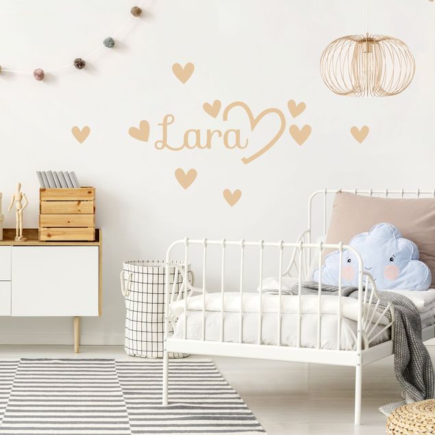 Wallstickers med egen text Hearts With Customised Name