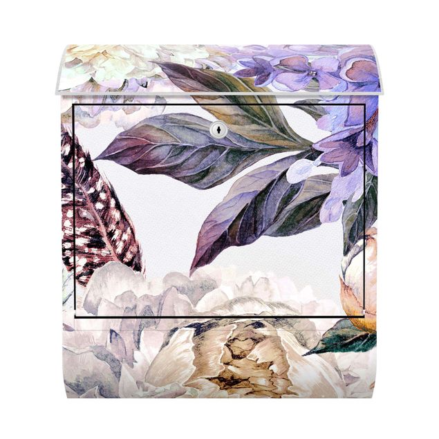 Brevlådor Delicate Watercolour Boho Flowers And Feathers Pattern