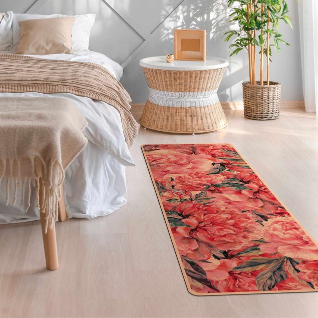 matta med blommor Delicate Watercolour Red Peony Pattern
