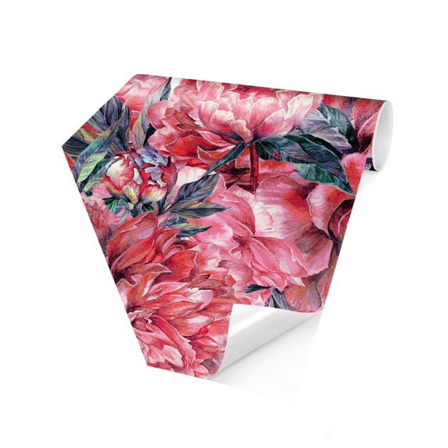 Tapeter modernt Delicate Watercolour Red Peony Pattern
