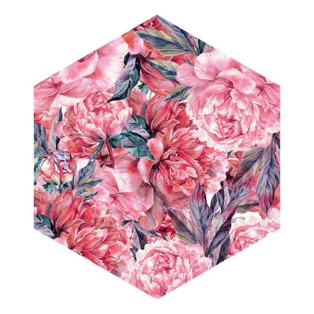 Tapeter Delicate Watercolour Red Peony Pattern
