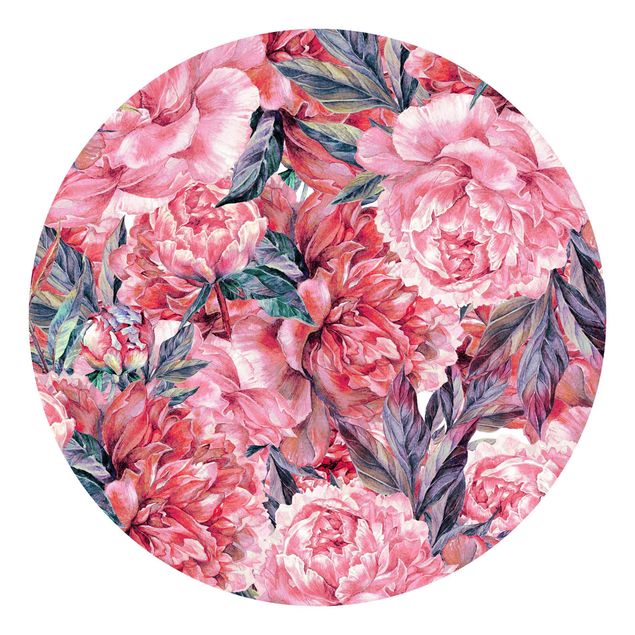 Mönstertapet Delicate Watercolour Red Peony Pattern